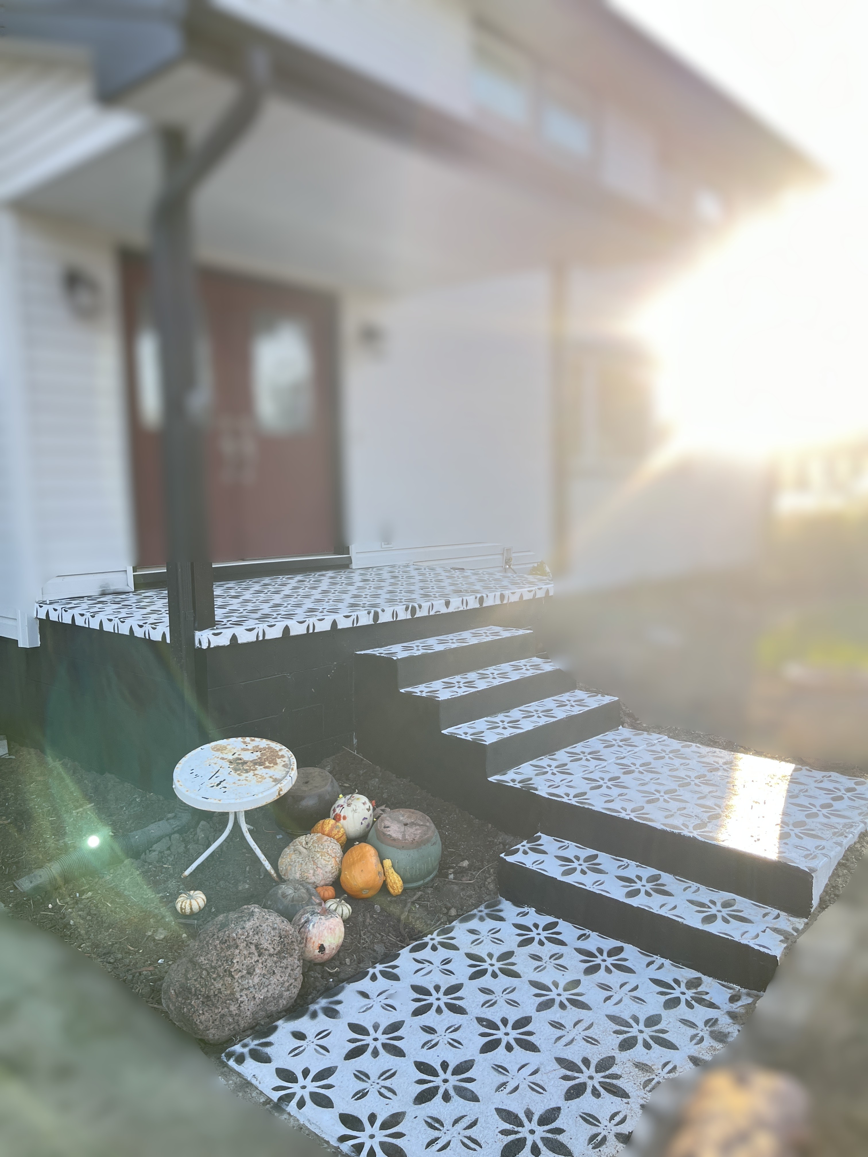 Custom Front Porch Paint Pattern / Cement Patch